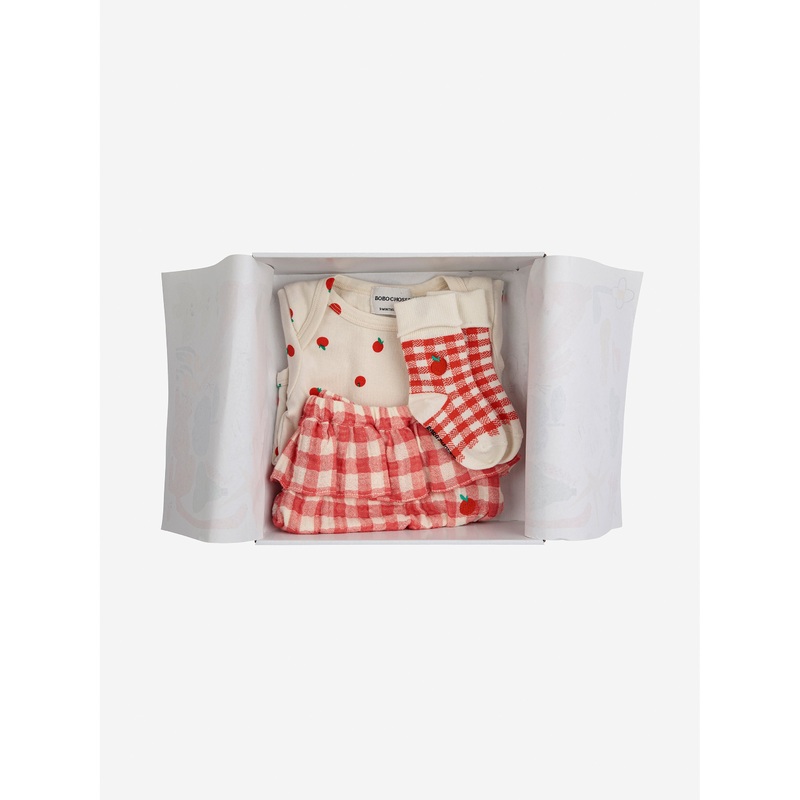 Bobo Choses Baby Tomato Body and Vichy Accesorios Set Offwhite
