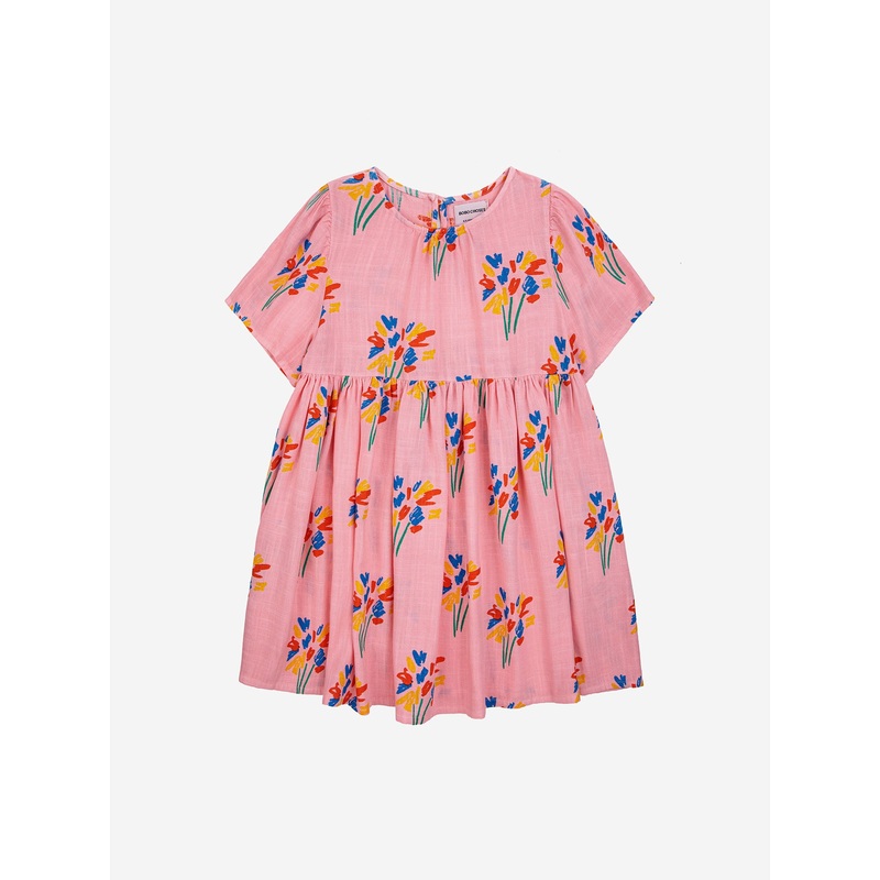 Bobo Choses Fireworks All Over Flounce Sleeves Woven Dress Pink