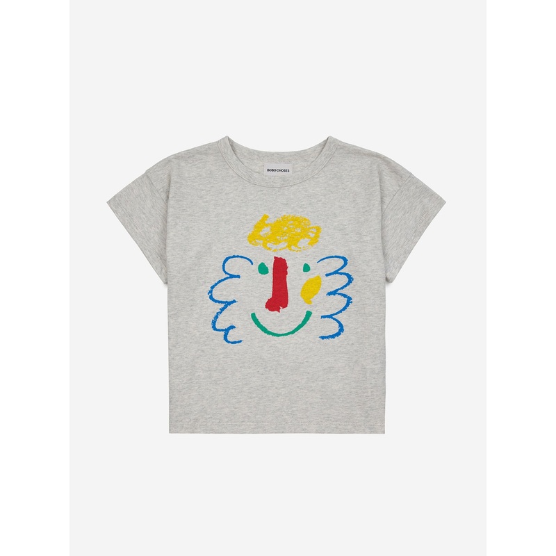 Bobo Choses Happy Mask T-Shirt Light Heather Grey