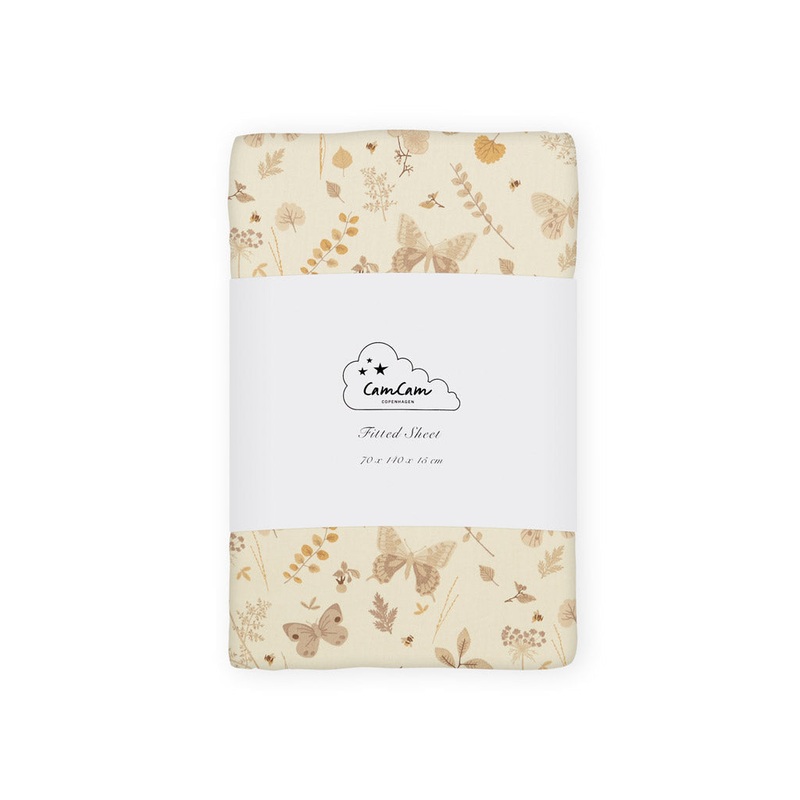 Cam Cam Copenhagen Fitted Sheet, 70x140x15 - GOTS Butterflies