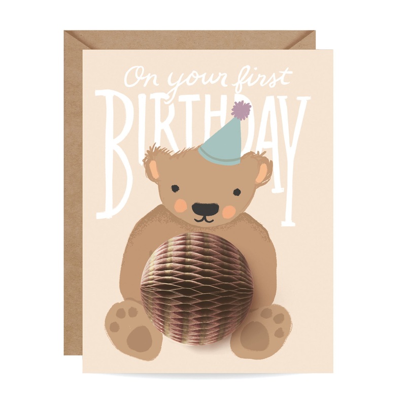 Inklings Paperie 1st Birthday Bear Pop-Up