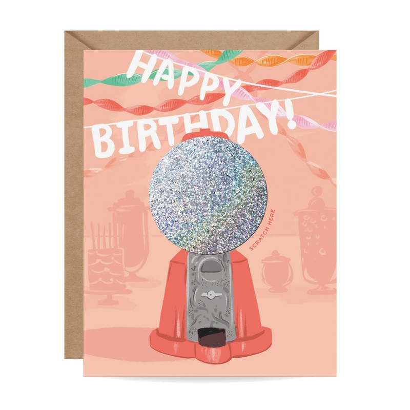 Inklings Paperie Gumball Machine Scratch-Off Birthday Card