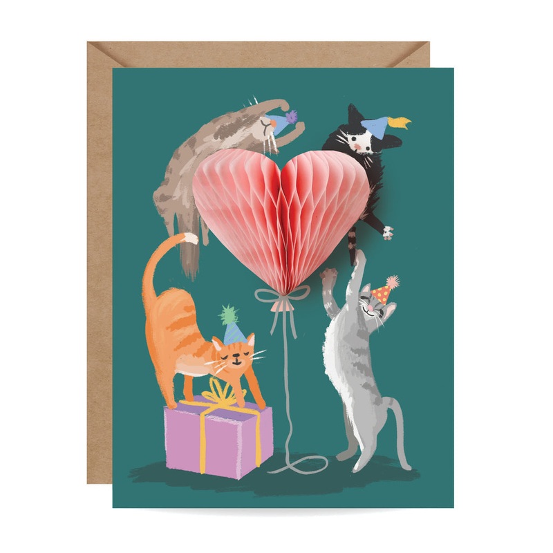 Inklings Paperie Party Kittens Pop-Up Birthday Card
