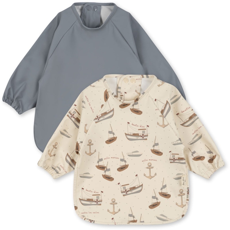 Konges Sljd 2 Pack Dinner Bib with Sleeves Sail Away