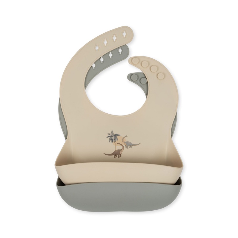 Konges Sljd 2 Pack Silicone Bib Dino OS