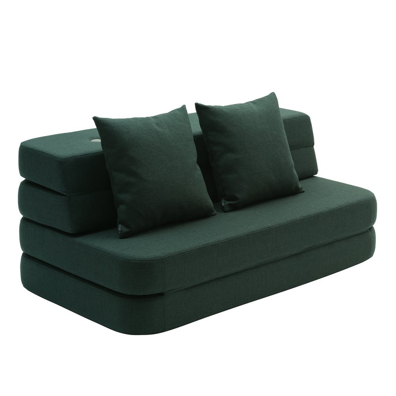 by KlipKlap KK 3 Fold Sofa 36x120x70cm - Deep Green W. Light Green (Pre-Order; Est. Delivery in 3-6 Weeks)
