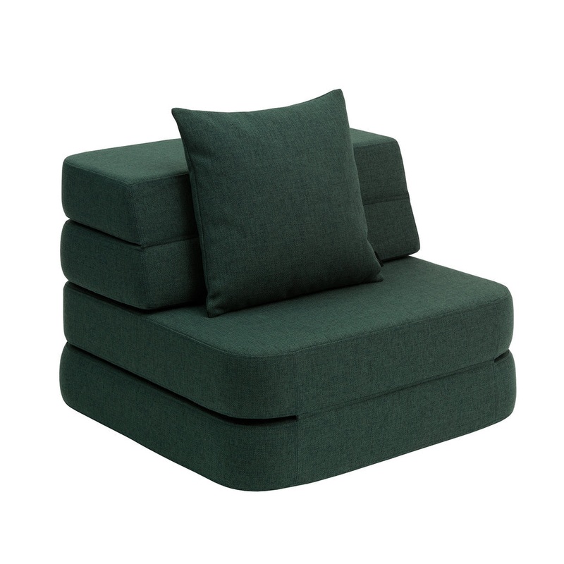 by KlipKlap KK 3 Fold Sofa Single Soft 36x70x70cm - Deep Green W. Light Green (Pre-Order; Est. Delivery in 3-6 Weeks)