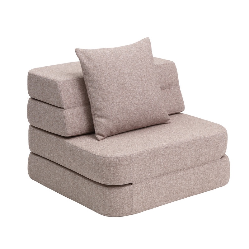 by KlipKlap KK 3 Fold Sofa Single Soft 36x70x70cm - Soft Rose W. Rose (Pre-Order; Est. Delivery in 3-6 Weeks)