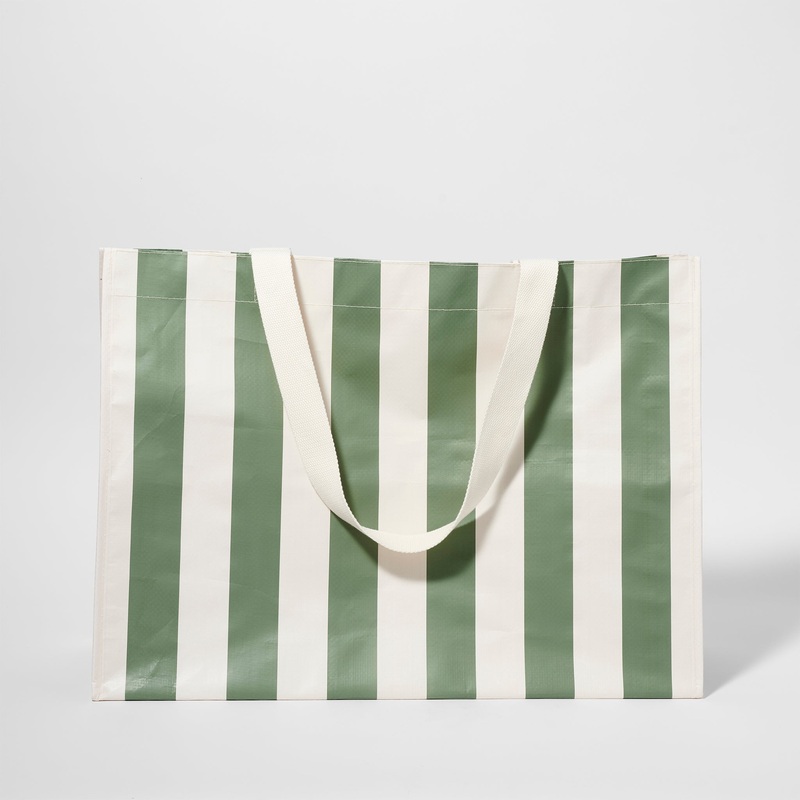 SUNNYLiFE Carryall Beach Bag The Vacay Olive Stripe