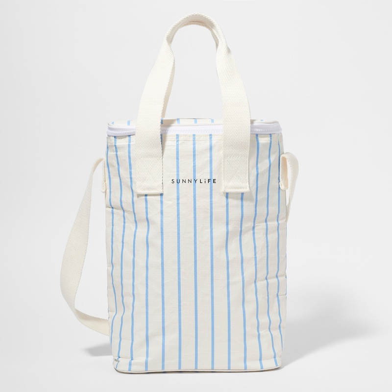 SUNNYLiFE Drinks Cooler Bag Le Weekend Mid Blue-Cream