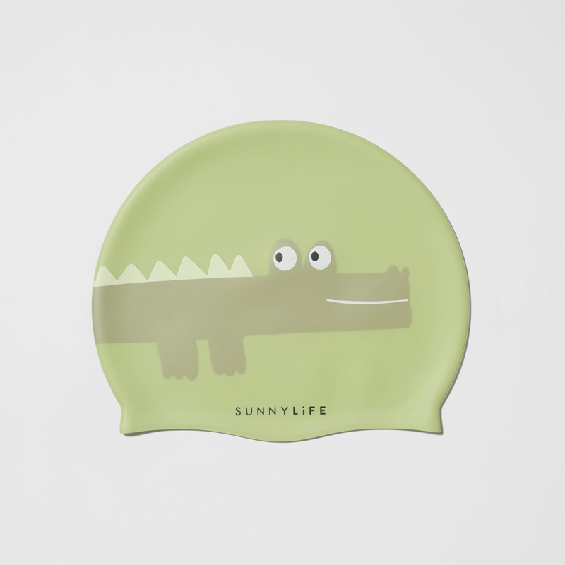 SUNNYLiFE Kids Swimming Cap Cookie The Croc Light Khaki