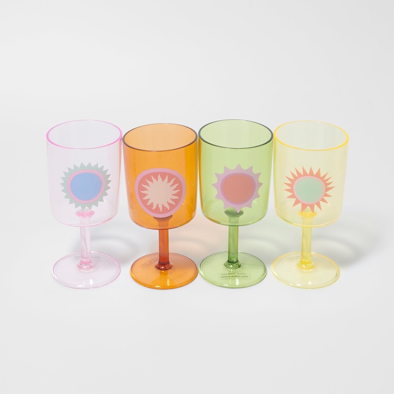 SUNNYLiFE Poolside Wine Glass Rio Sun Multi Set of 4