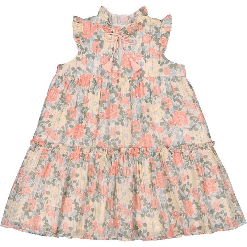 Louis Louise Dress Goa Stripe Lurex Vintage Flower