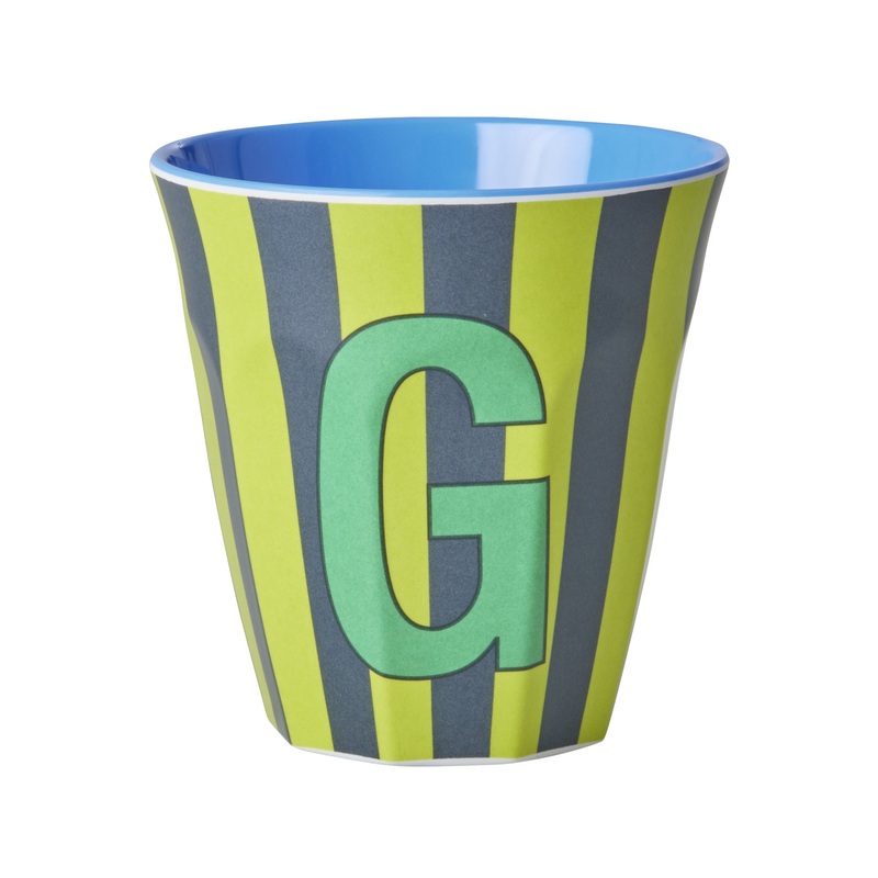 Rice DK Melamine Cup with The Letter G - Stripes Blueish - Medium - 250ml