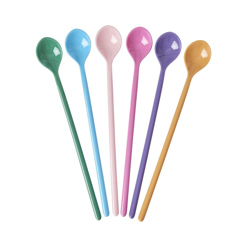 Rice DK Melamine Latte Spoons in 6 Asst. Colors - Bundle of 6