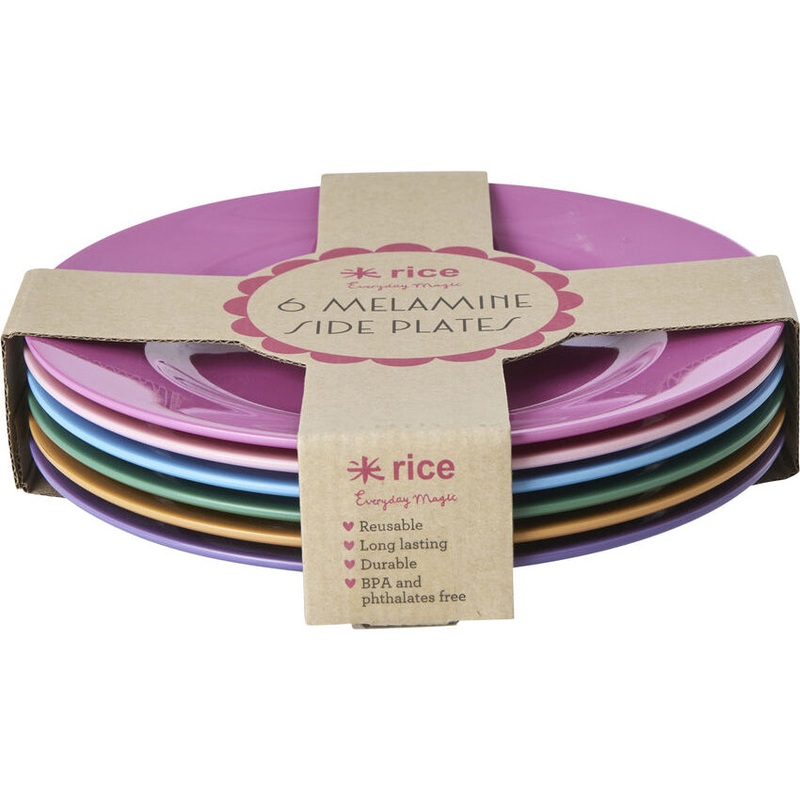 Rice DK Melamine Round Side Plates in 6 Colors - 6 Pack