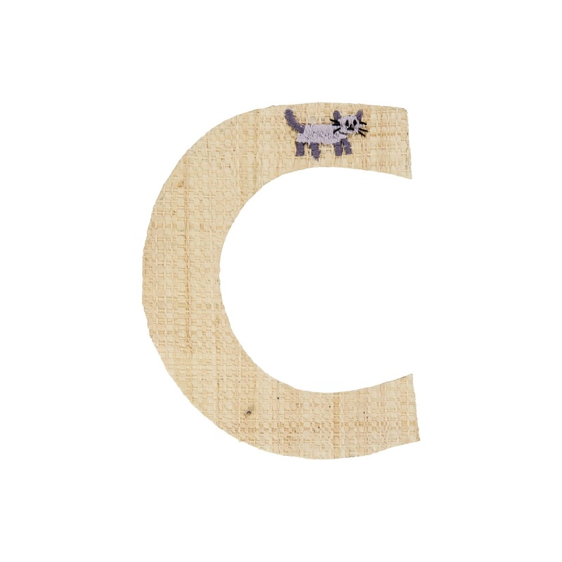 Rice DK Raffia Sticker Letter in Nature with Cat Embroidery - C