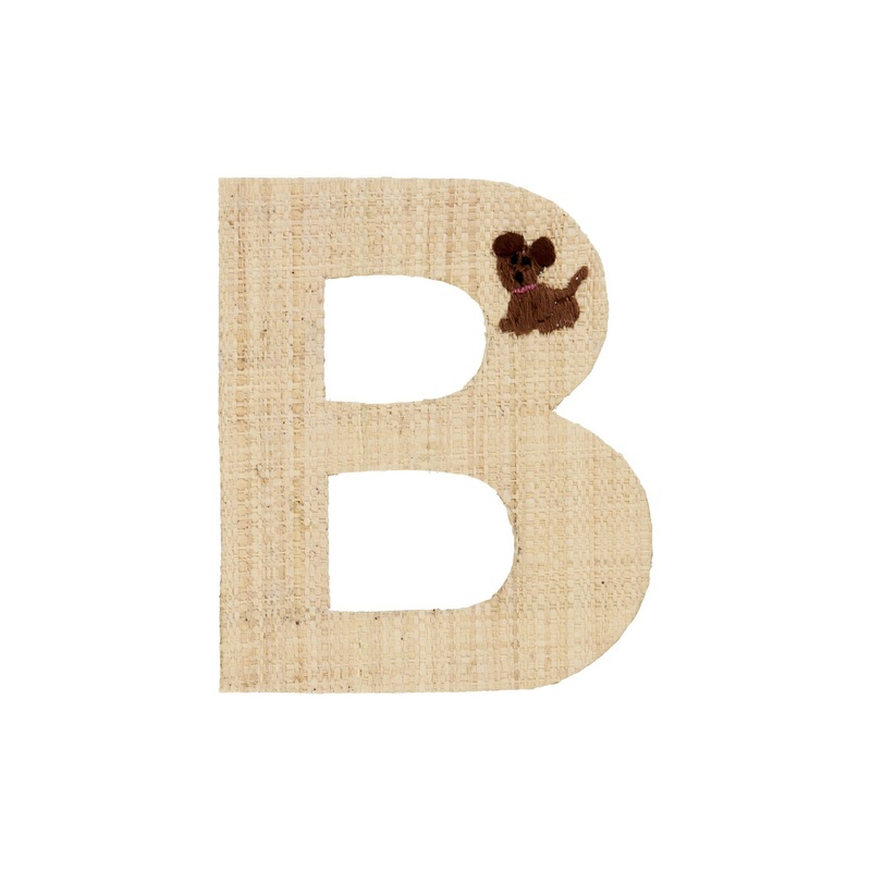 Rice DK Raffia Sticker Letter in Nature with Dog Embroidery - B