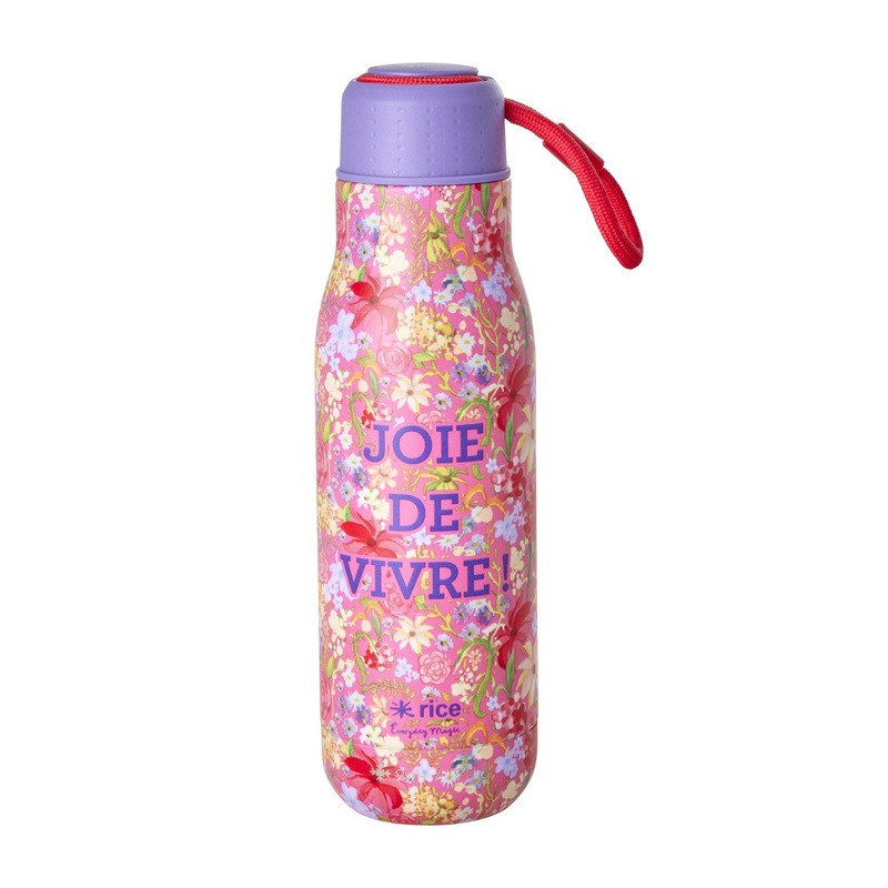 Rice DK Stainless Steel Drinking Bottle with Swedish Flower Print - 12h Hot/24h Cold - 500ml