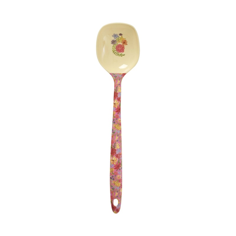 Rice DK Melamine Cooking Spoon - Red - Swedish Flower Print