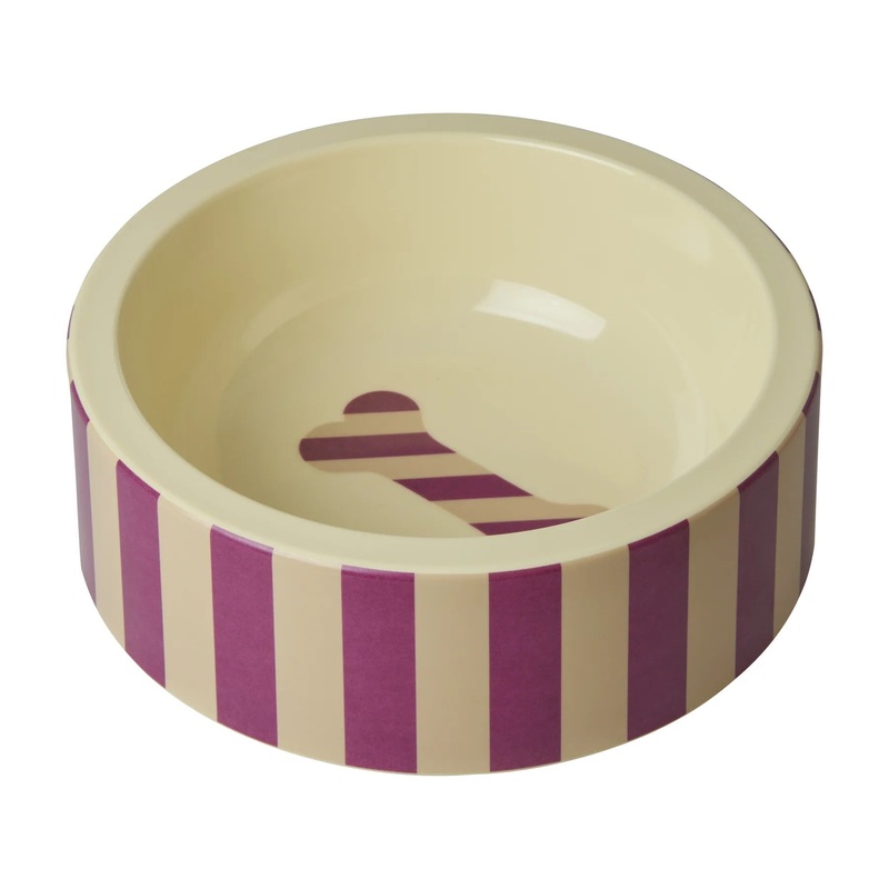 Rice DK Melamine Pet Bowl for Food and Water- Striped Bone