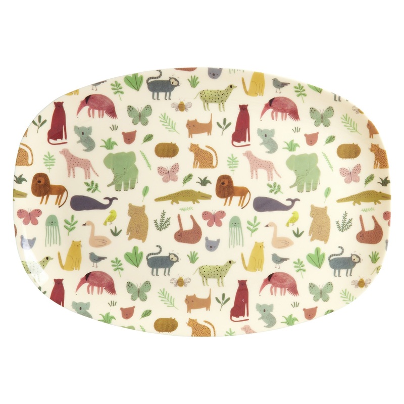 Rice DK Melamine Rectangular Plate with Sweet Jungle Print