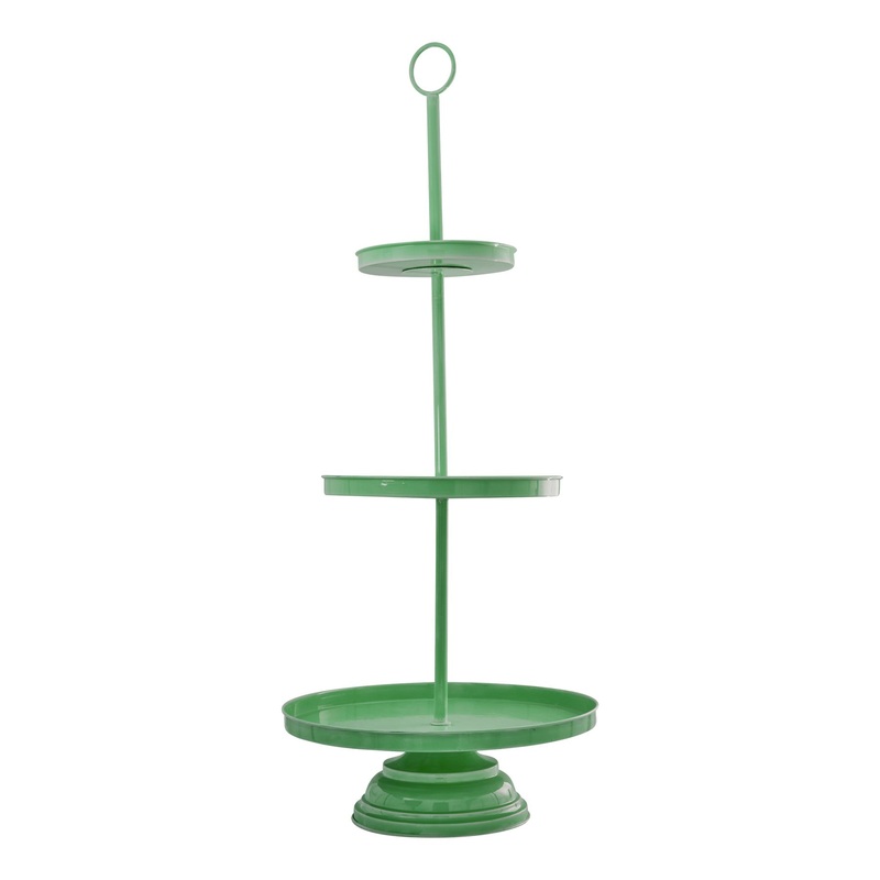 Rice DK Painted Metal Cake Plate 3 Tier in Green