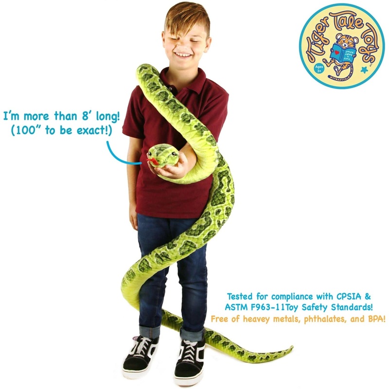 Lifelike Giant Plush Green Anaconda | BIG 100 Inch Stuffed Animal Plush