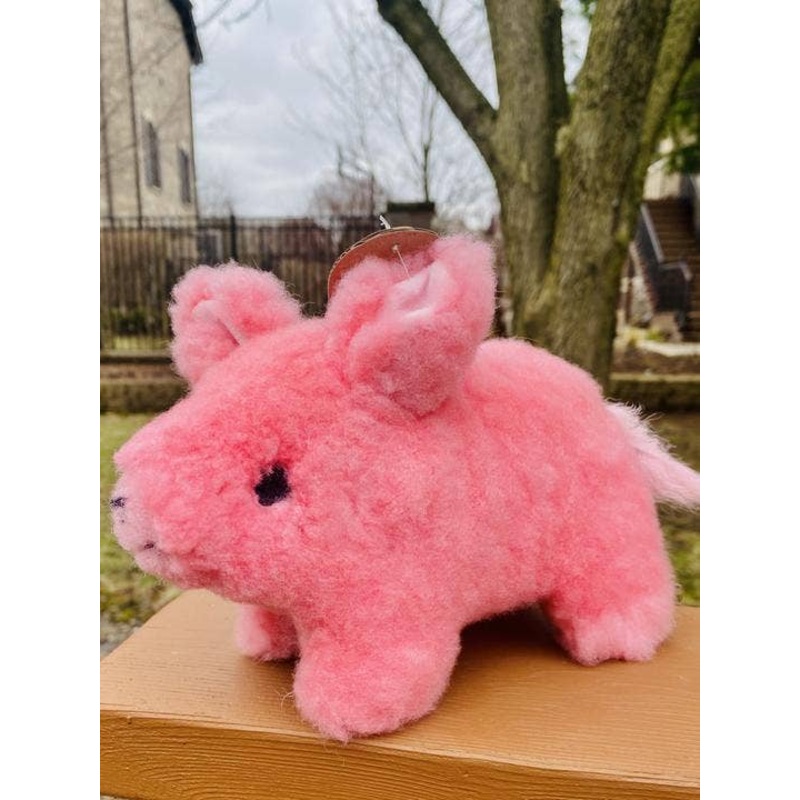 Pink Piggy Alpaca Fur Plush Piggy Handmade in Peru