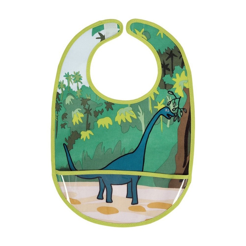 Petit Jour Paris Coated Cotton Bib Les Dinosaures