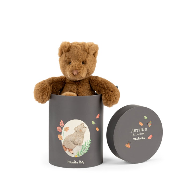 Moulin Roty Arthur Et Louison Brown Bear Doll 29cm in Gift Box