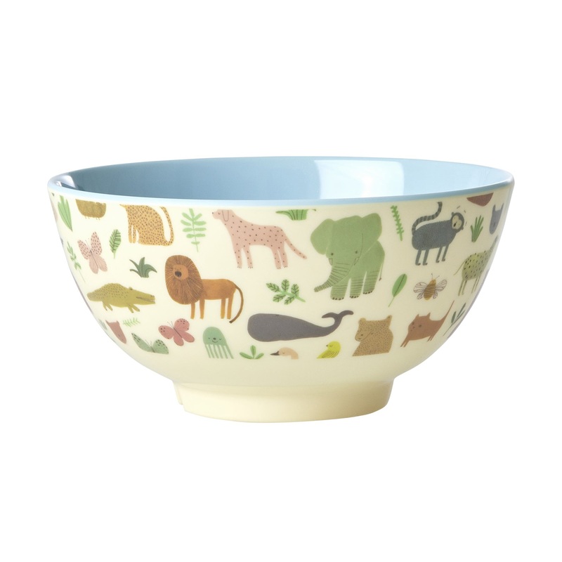 Rice DK Melamine Bowl with Dusty Blue Sweet Jungle Print - Medium - 700ml