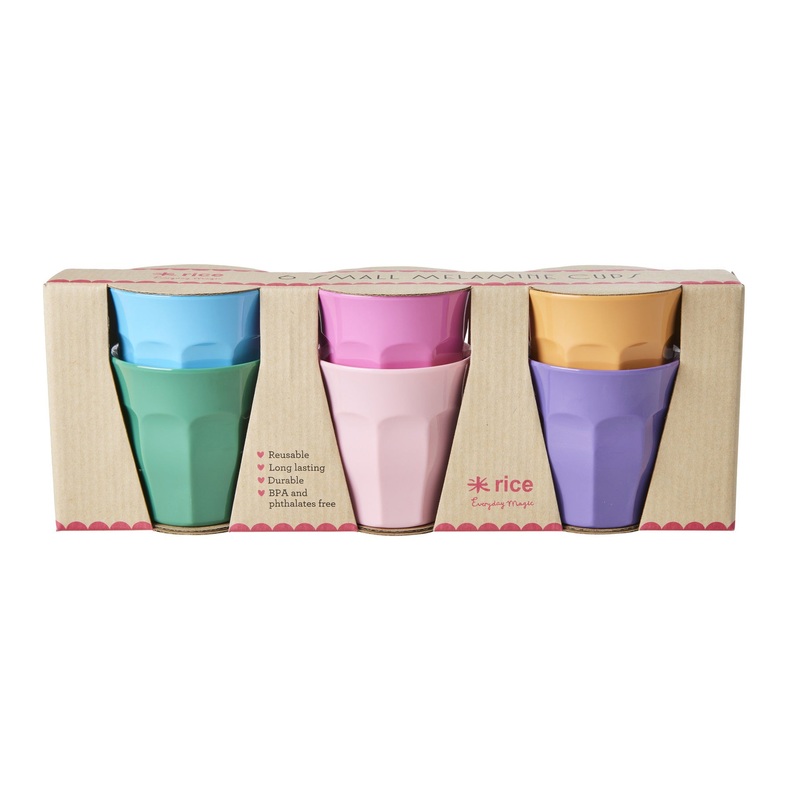 Rice DK Melamine Cup in 6 Asst. Colors - Small - 6 Pack - 160ml