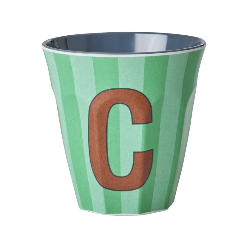 Rice DK Melamine Cup with The Letter C - Stripes Blueish - Medium - 250ml