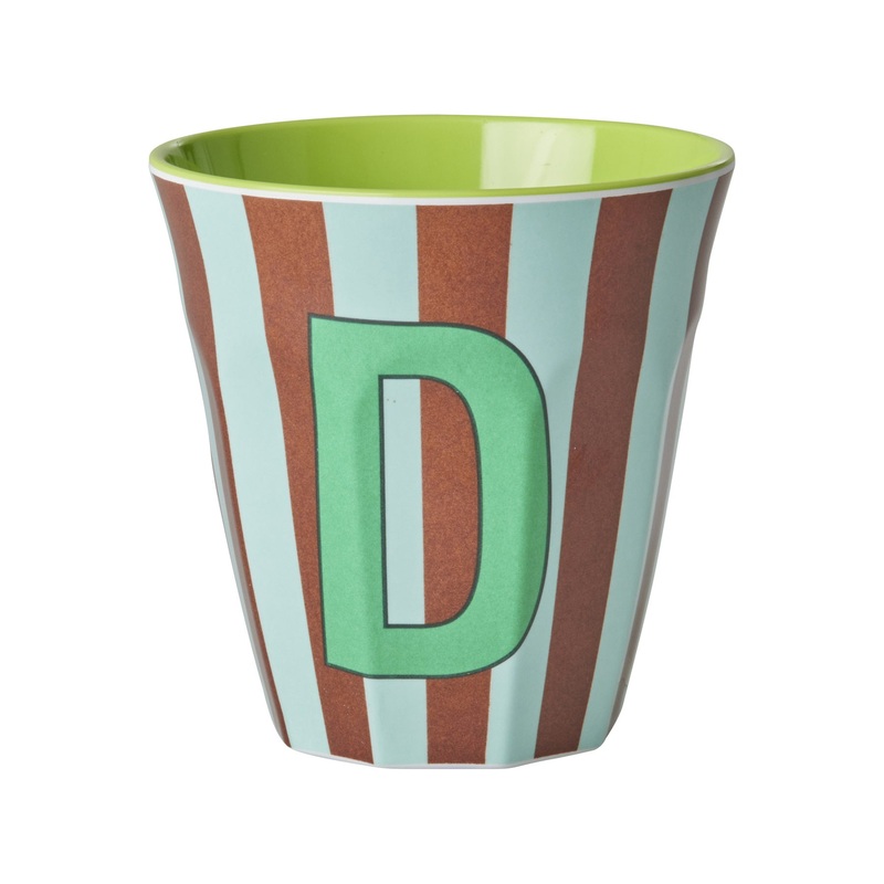 Rice DK Melamine Cup with The Letter D - Stripes Blueish - Medium - 250ml