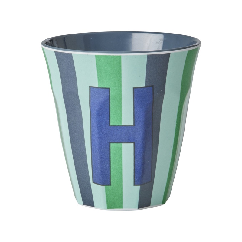 Rice DK Melamine Cup with The Letter H - Stripes Blueish - Medium - 250ml