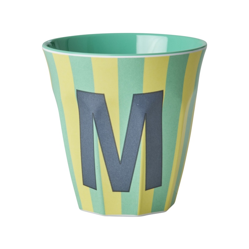 Rice DK Melamine Cup with The Letter M - Stripes Blueish - Medium - 250ml