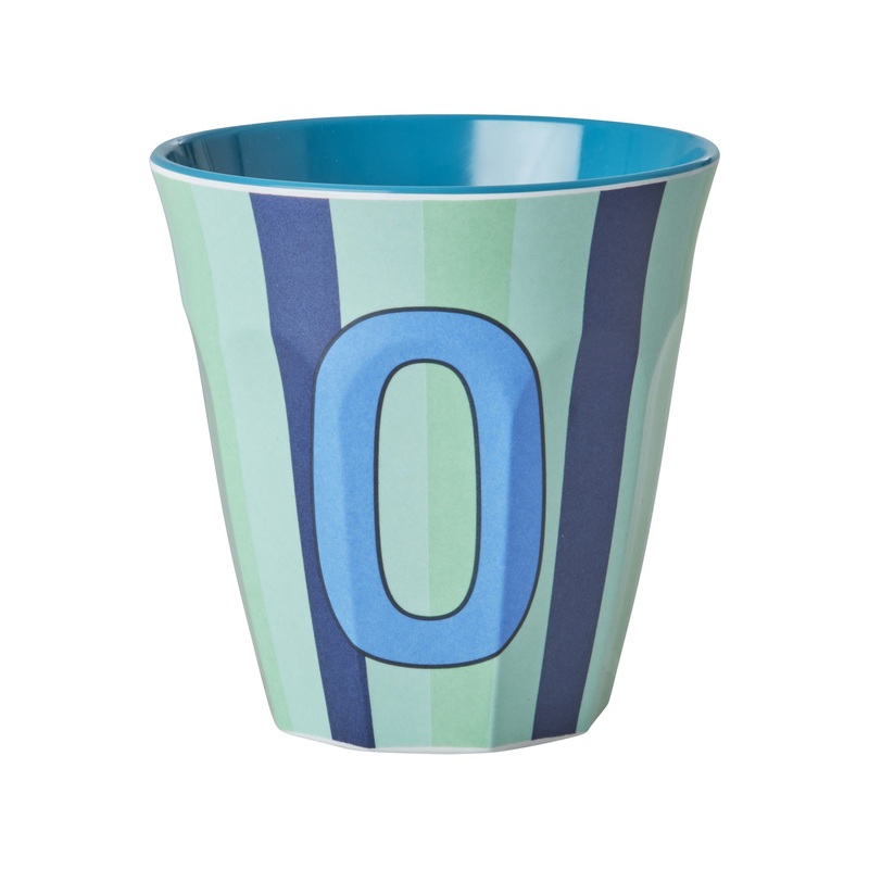 Rice DK Melamine Cup with The Letter O - Stripes Blueish - Medium - 250ml