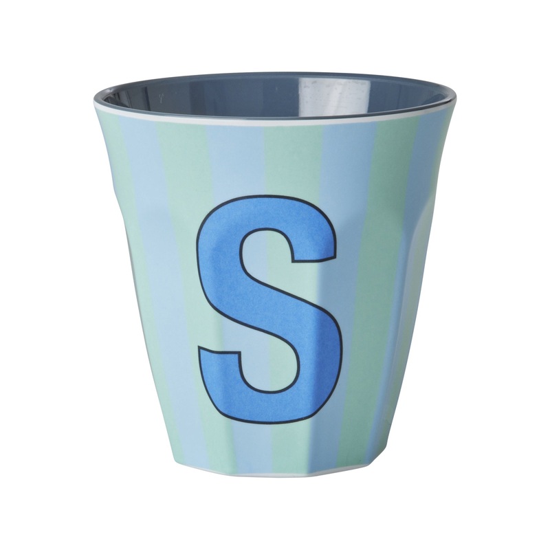 Rice DK Melamine Cup with The Letter S - Stripes Blueish - Medium - 250ml