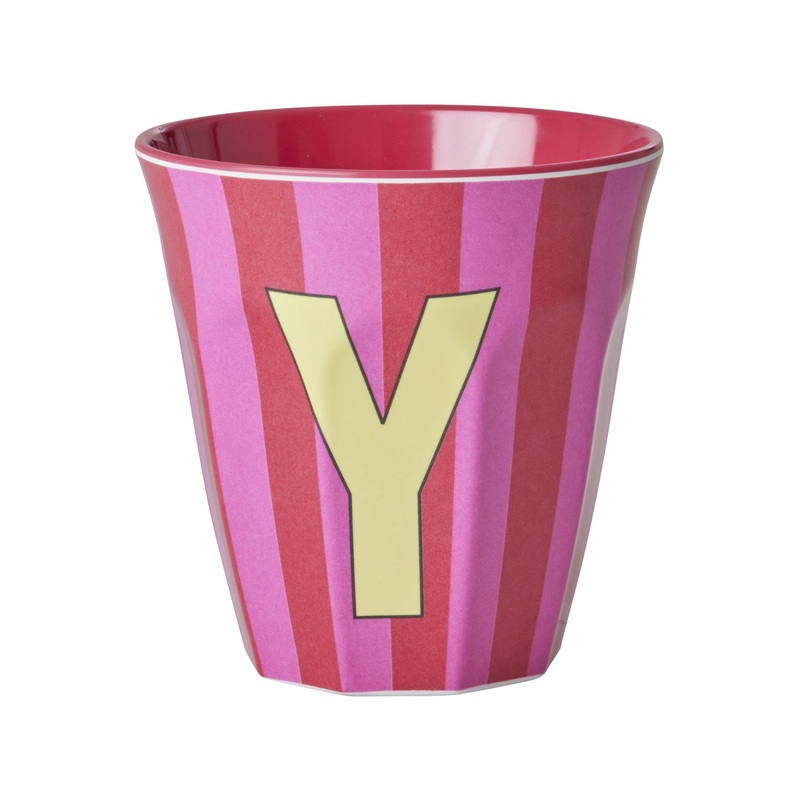 Rice DK Melamine Cup with The Letter Y - Stripes Pinkish - Medium - 250ml