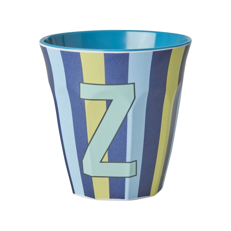 Rice DK Melamine Cup with The Letter Z - Stripes Blueish - Medium - 250ml