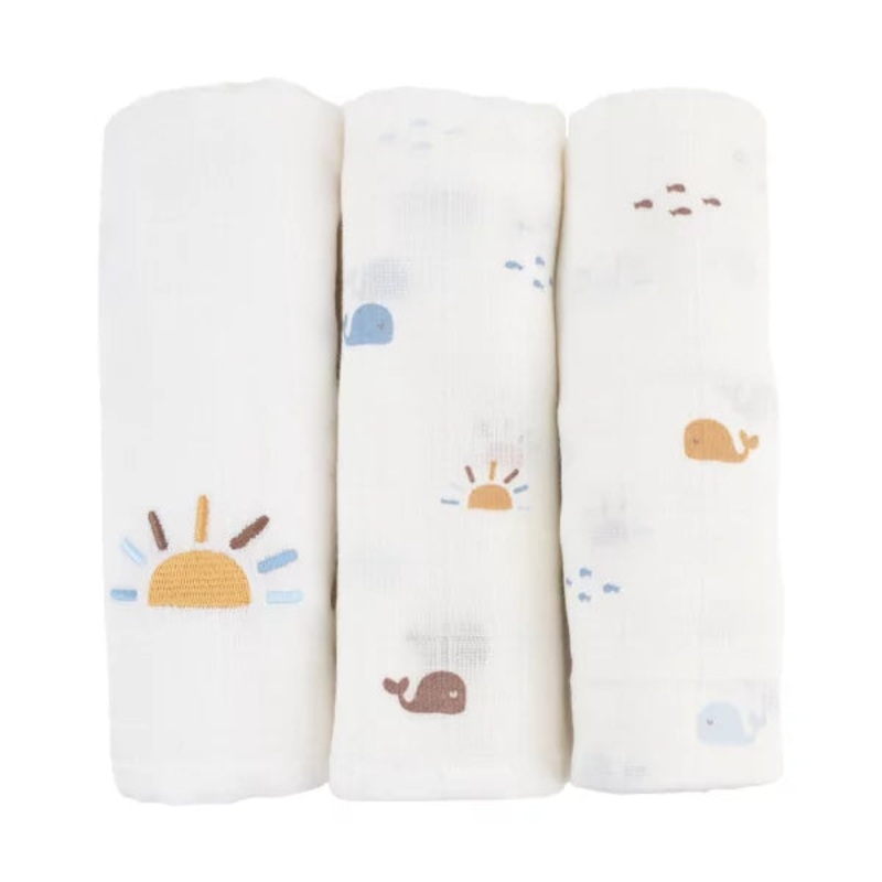 Little Crevette Malo Set of 3 Swaddles 60x60cm