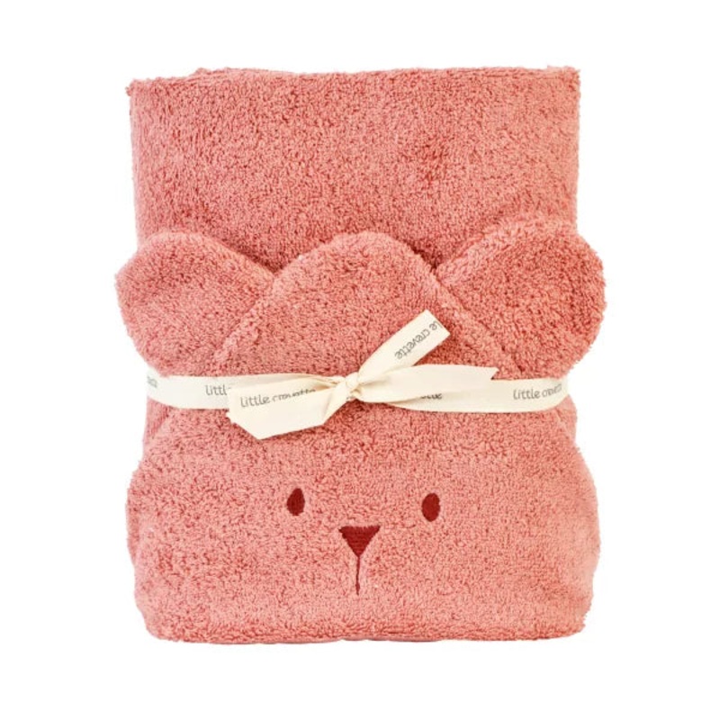 Little Crevette Ourson Hooded Towel 70x140 Cm - Dark Pink