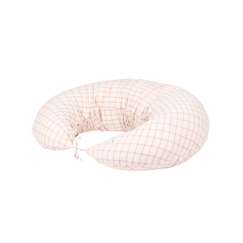 nobodinoz Stories Ltd Maternity Pillow Powder Mauve Grid 170x38x25cm