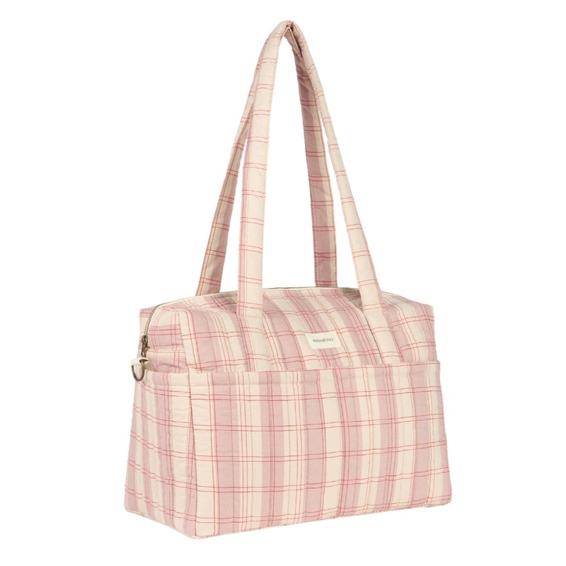 nobodinoz Stories Ltd Stroller Organizer Powder Red Checks 40x30x25cm