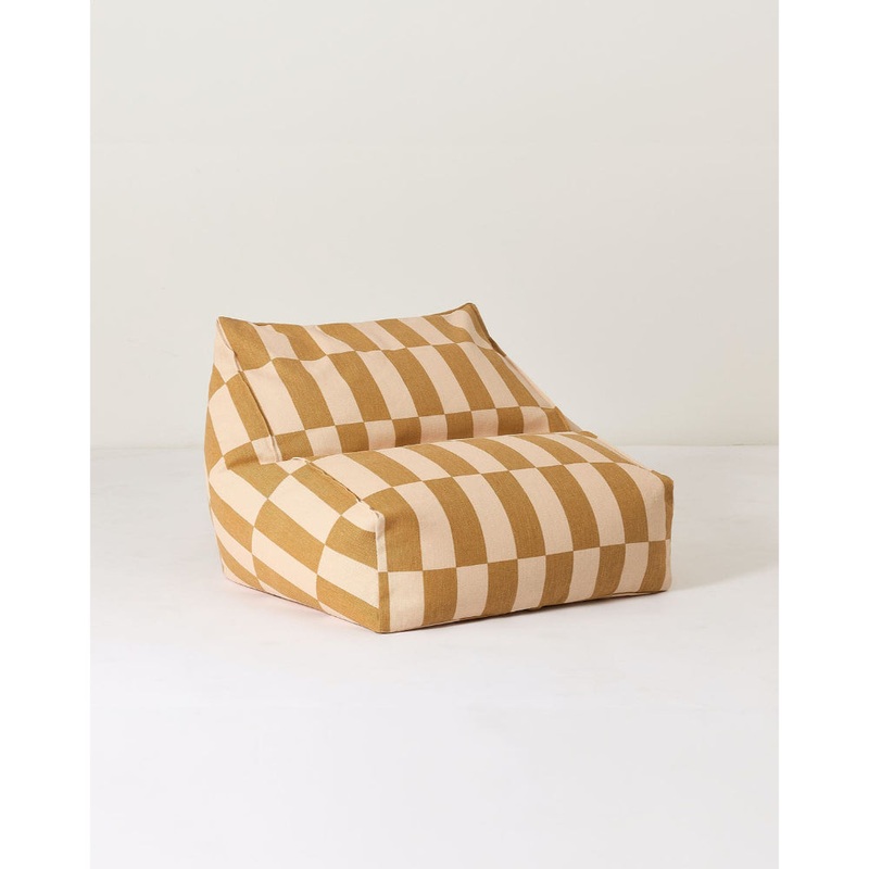 nobodinoz Vibes Armchair Bean Bag Mustard and Sand Tiles 68x60x40cm