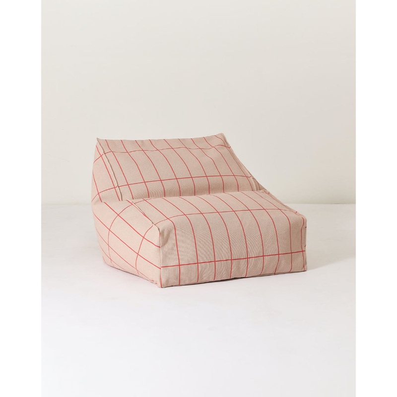 nobodinoz Vibes Armchair Bean Bag Pink Red Grid 68x60x40cm