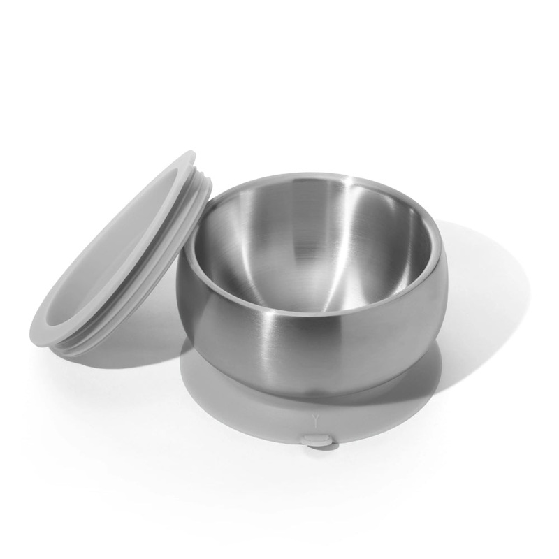 Avanchy Stainless Steel Suction Baby Bowl Lid Gray