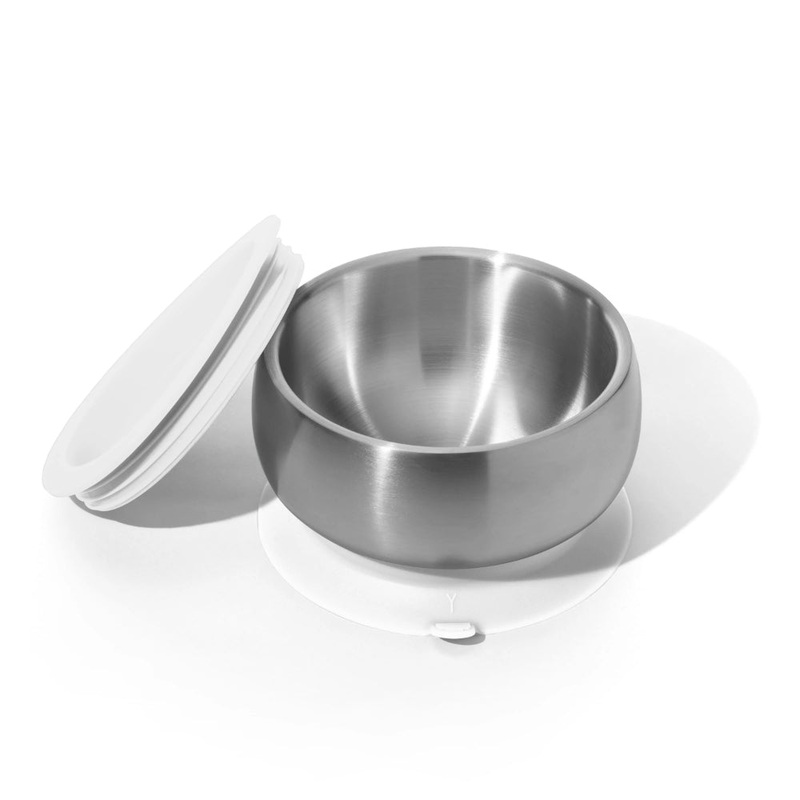 Avanchy Stainless Steel Suction Baby Bowl Lid White