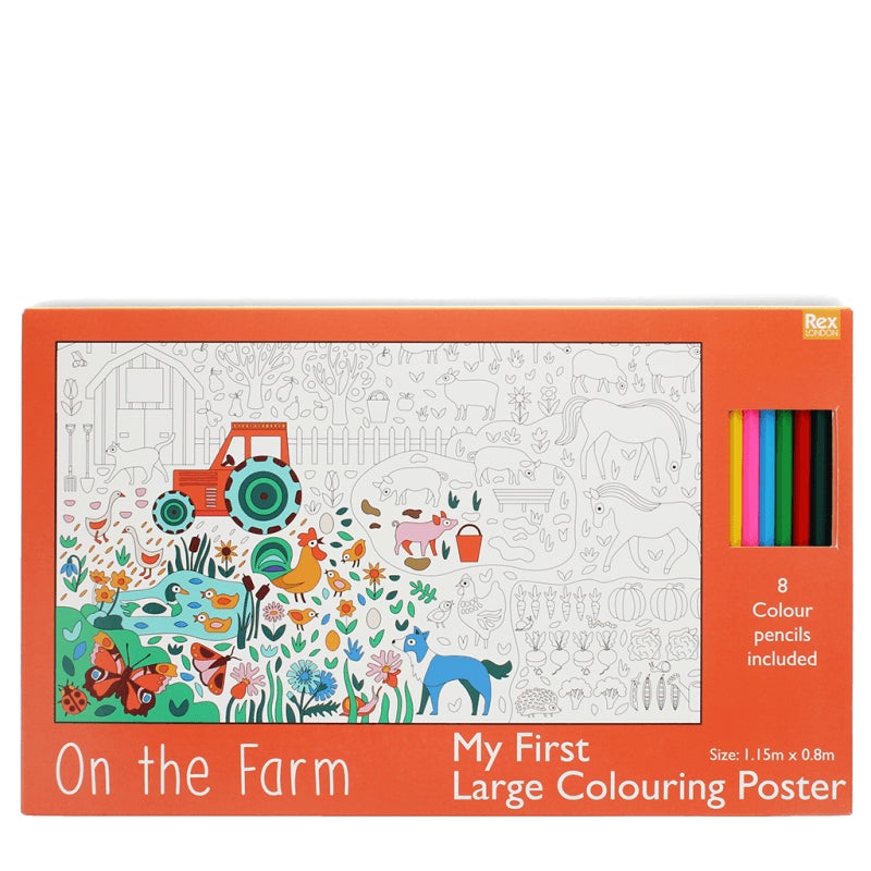 Rex Large Colouring Poster with Pencils - On The Farm